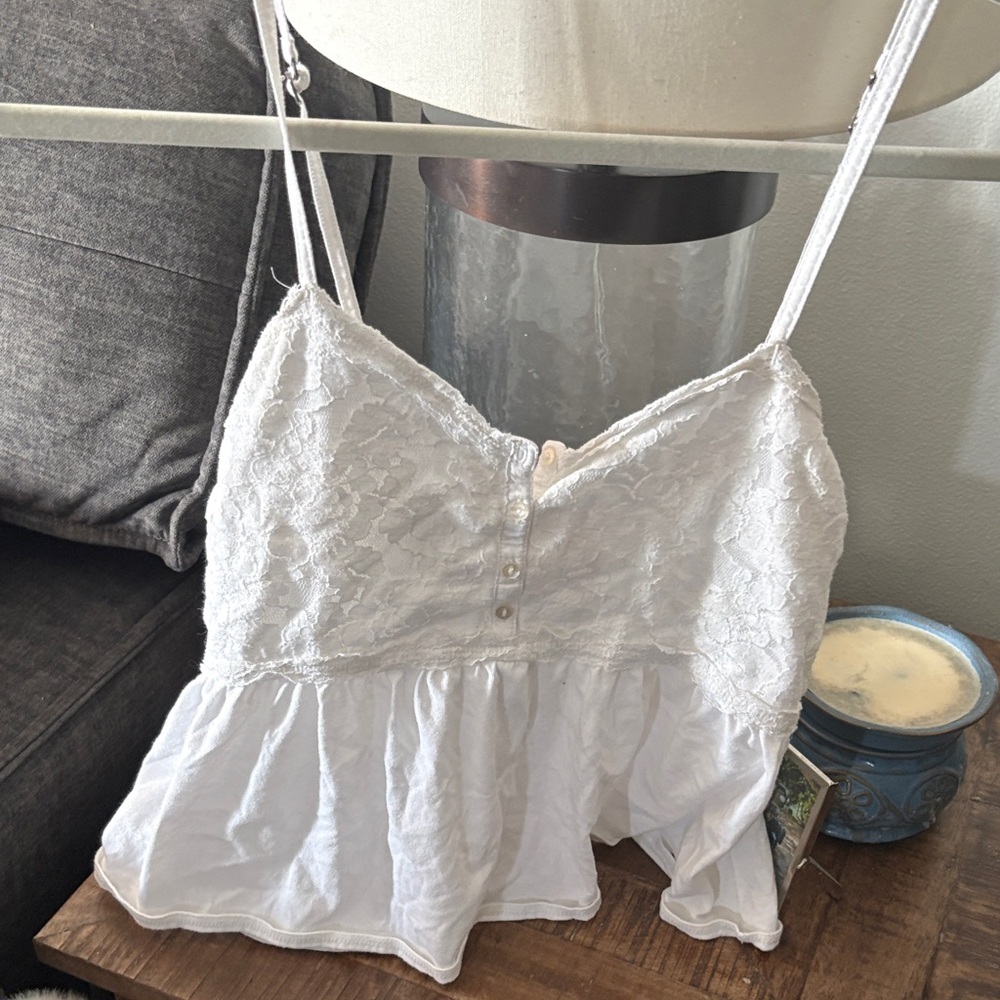 Hollister White Lace Tank Top